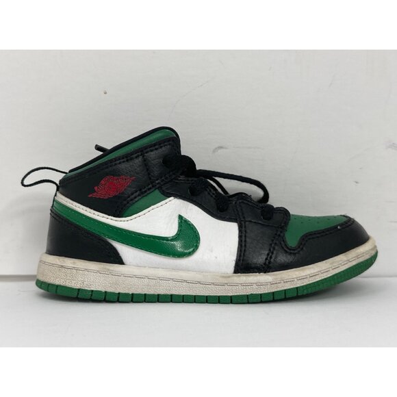 Nike Air Jordan 1 Mid SE GS Sneakers Youth Size 10C Green Black White - Picture 6 of 9